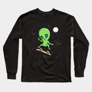 Alien Skateboard UFO Long Sleeve T-Shirt